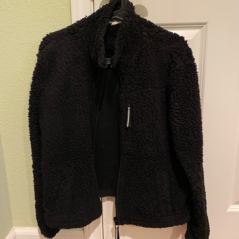 Black Fuzzy Zipup Jacket